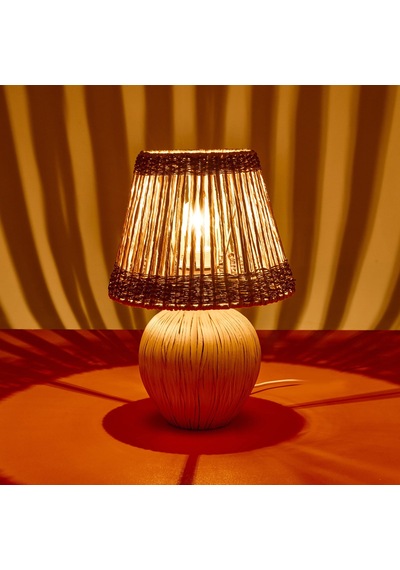 Light Dorian Eskitme Seramik Abajur - Krem - 40x40x25 Cm Çok Renkli