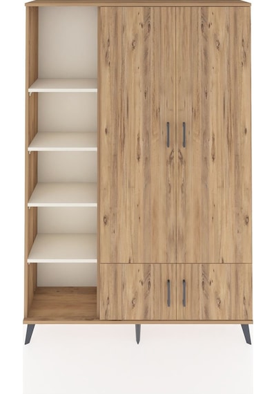 Arges Dolap 6 Raflı 4 Kapaklı Tek Askılı 132x30x195 Çam-çam/a... Çam
