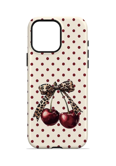 Velvoria Valestra Wild Cherry Bow Apple iPhone Uyumlu 15 Pro Darbe Korumalı Kılıf Valestra Select - Wild Cherry Bow