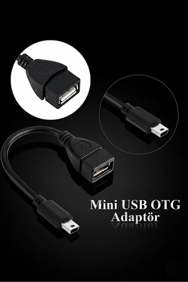 V3 Kablo 5 Pin Mini Usb Erkek Usb Dişi Aparat Oto Teyp Flash Bellek Mini Usb Otg Dönüştürücü Kablo Siyah Mini 5pin