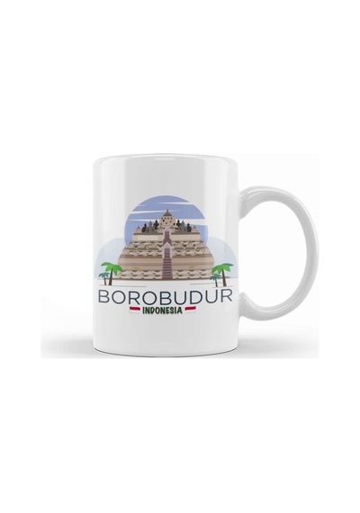 Borobudur Mahayana Buddhist Java Temple Kupa Bardak Porselen No17162 Karışık
