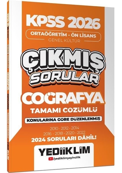 2026 Kpss Ortaöğretim Önlisans Coğrafya Konularına Göre Çıkmış Sorular Yediiklim Yayınları