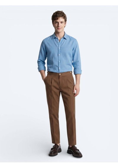 Kip Mavi Regular Fit Dokuma Casual %100 Pamuk Gömlek
