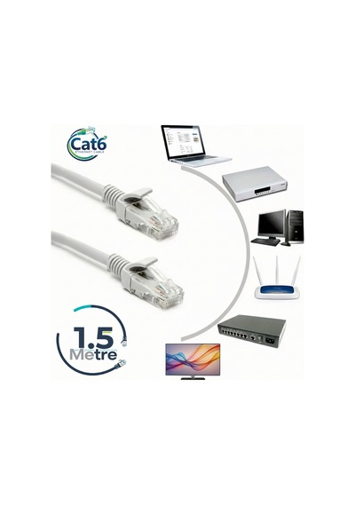 Gabble Cat6 Yüksek Hızlı Ethernet Kablosu Gigabit İnternet Ağ Kablosu Tak Kullan 1.5 Metre
