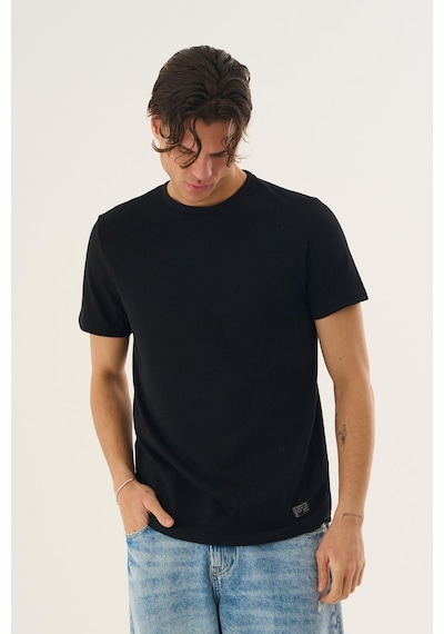 Alexandergardi Alexandergardı Dokulu Erkek T-shirt Siyah