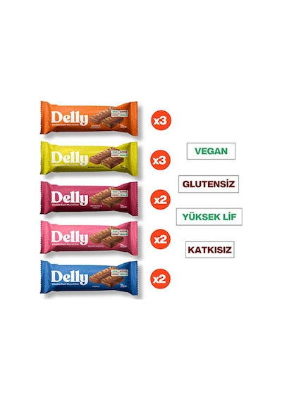 Delly Çikolata Kaplı Vegan Meyveli Bar Karışık Kutu 12 x 35 G