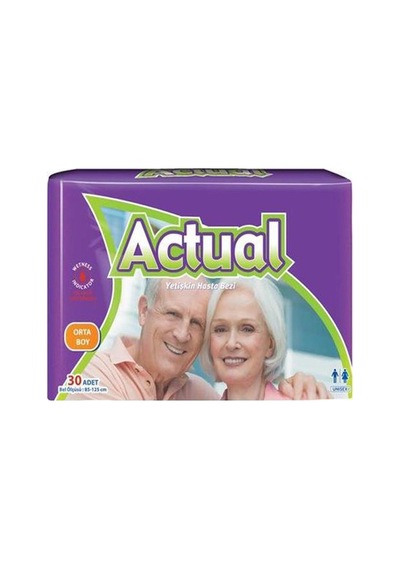Actual M Beden Medium Orta Boy Yetişkin Hasta Bezi 4 X 30 120 Adet