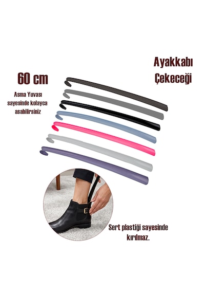 Porsima Org-200 Askılı Ayakkabı Çekeceği Uzun Plastik Kerata Ayakkabı Giyme Aparatı 60cm