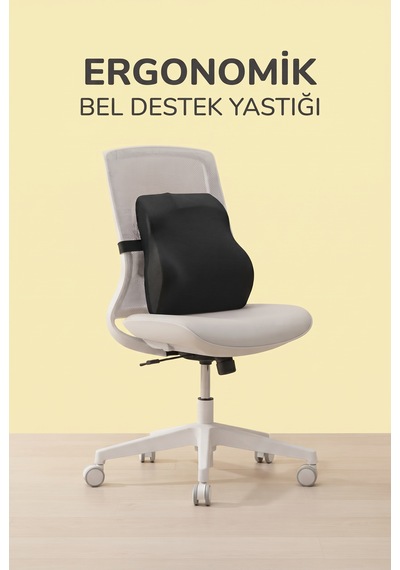Dear Visco Ergonomik Bel Yastığı Ortopedik Sırt Destek Minderi % 100 Visco Ofis Araba Koltuk Yastığı Dvbe-06se Siyah