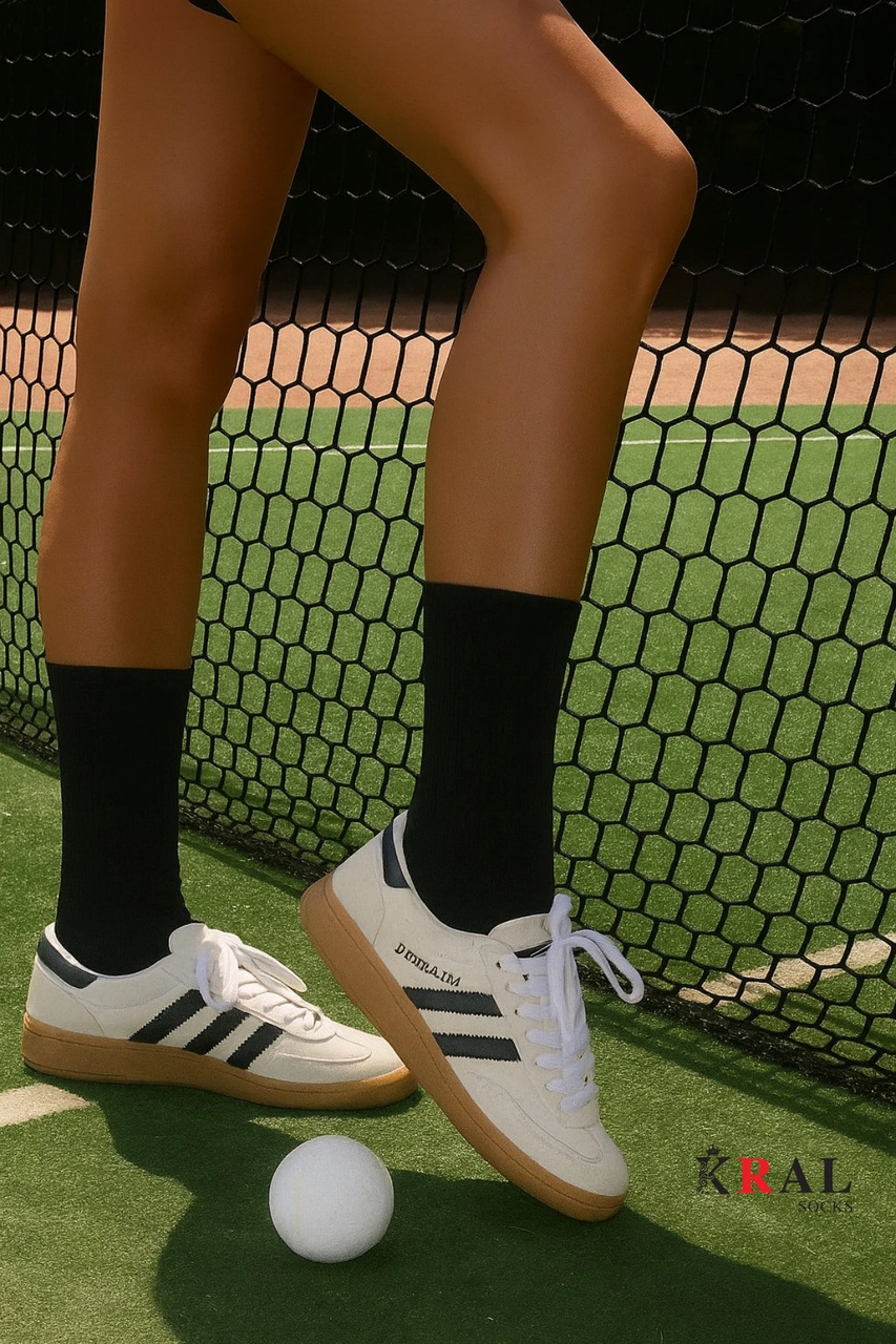 Kral Socks Unisex Siyah-beyaz 6 Çift Pamuklu Tenis Spor Uzun Soket Boy Çorap Siyah - Beyaz