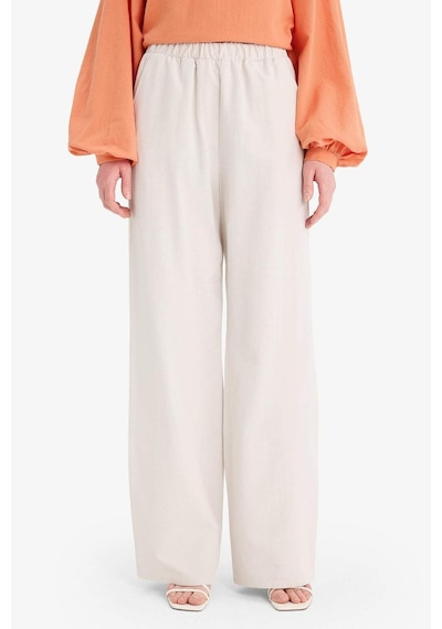 Defacto Keten Karışımlı Wide Leg Geniş Paça Flamlı Pantolon E7480ax25smgr342 Gri