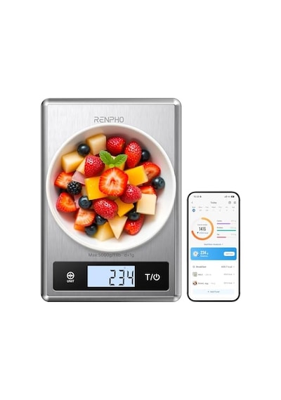 Renpho Akıllı Gıda Mutfak Terazisi, Beslenme Hesaplayıcılı Gıda Ağırlık Ölçeği, Dijital Gıda Ölçeği Gram Ve Kilo Kaybı, Kalori, Makro Ve Pişirme İçin Ons, Paslanmaz Çelik Açık Bej