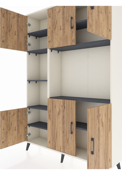 Arges Dolap 9 Raflı 6 Kapaklı 132x30x195 Aytaşı-çam/antrasit Aytaşı