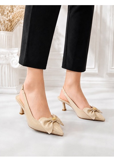 Dabab Shoes Kamıla Kadın Bej Fiyonk Detaylı Rugan Sivri Burun Slingback 7 Cm İnce Topuklu Ayakkabı Dabab Shoes Kamıla Kadın Bej Fiyonk Detaylı Rugan Sivri Burun Slingback 7 Cm İnce Topuklu Ayakkabı