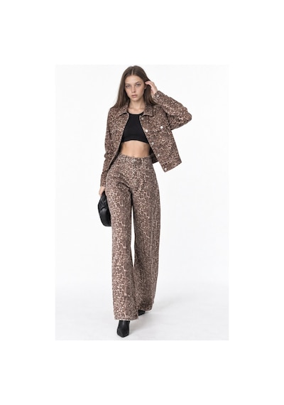 Hiccup Squalo Leopar Kısa Denim Ceket Çok Renkli