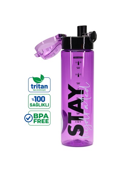 Su Matarası Tritan Geniş Ağız Su Şişesi Stay Hydrated Spor Matarası Suluğu Bpasız 630 Ml Mor 0102