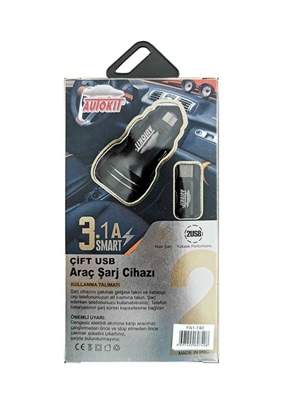 3 Adet Autokit Metal Araç Şarjı 3.1 Amper 2 Usb Giriş Typec