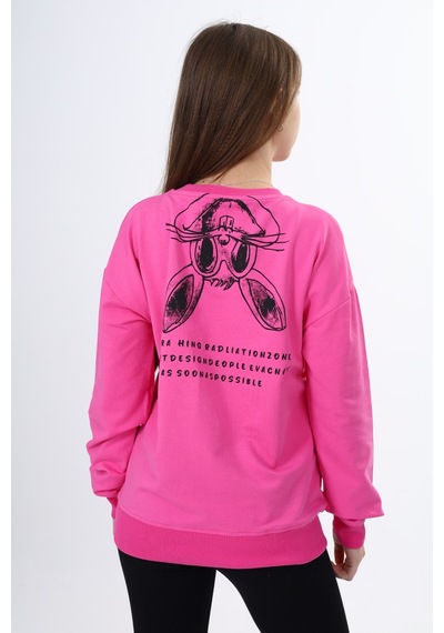 Toontoy Kids Toontoy Kız Çocuk Baskılı Sweatshirt Fuşya