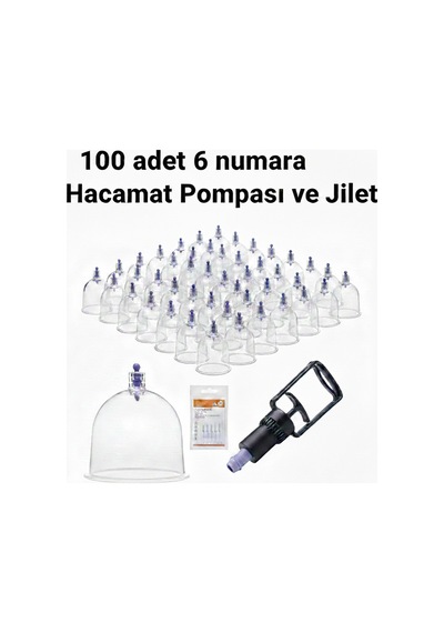 Kupa Ve Masaj Seti 100 Adet 6 Numara Plastik Kupa + Pompa + Jilet