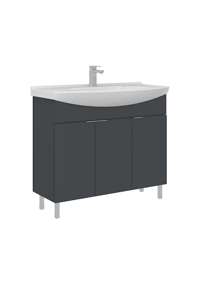 Orka Purus 100 Cm Mat Antrasit Banyo Dolabı Alt Modül Lavabo Ayaklı Antrasit