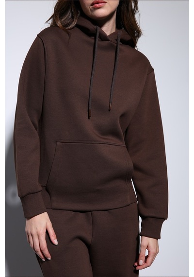 Antioch Kapüşonlu Basic Kadın Sweatshirt Kahve