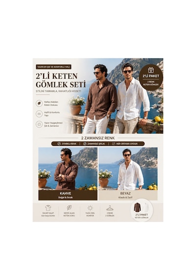 Baselco Amalfi Muslin Oversize Gömlek - Basic Fresh Beyaz +kahve