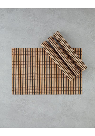 English Home Breeze Bambu 4'lü Amerikan Servis 30x45 Cm Siyah-krem Siyah-krem