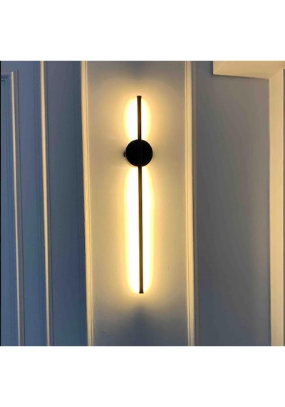 Dekoratif Led Aplik 70 cm Siyah Renk Beyaz Işıklı Siyah