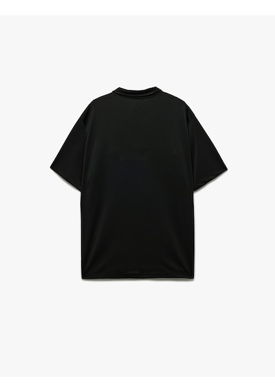 Koton Kısa Kollu Polo Yaka Renk Bloklu Oversize Spor Tişört Siyah 5sam10043nk Siyah