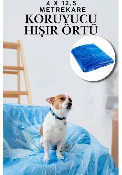 4 X 12 Metre 50m² Pratik Hışır Branda Örtü Ev Ofis Boya Badana İnşaat Tadilat Temizlik Naylonu, Parke Zemin Mobilya Eşya Toz Kir Nem Koruyucu Kalın Ambalaj Naylon Branda