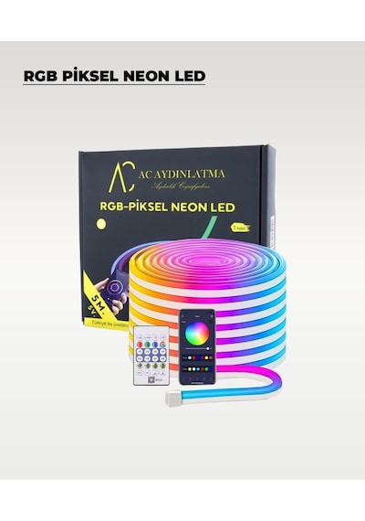 Usb Neon Rgb Piksel Şerit Led - Animasyonlu - Sese Duyarlı - 5 Metre Aplikasyon - Kumandalı