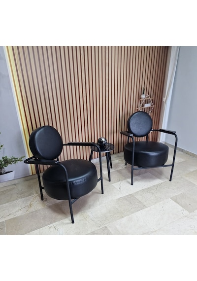 Azra Mobilya Venüs 2 Berjer Set İskandinav Keten Berjer - Büro - Ofis Koltuğu - Ofis Mobilyası -bekleme Salonu Siyah