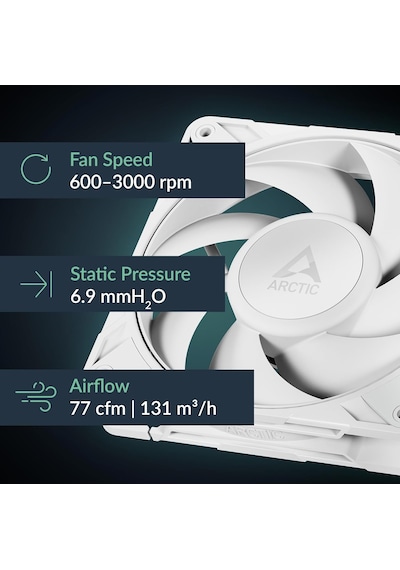 P12 Pro Pst White 120mm 3000rpm 77cfm Yüksek Performans Kasa Fanı Acfan00308a Standart