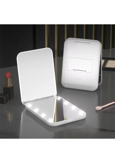 Valkyrie 8 Led Işıklı Katlanır Makyaj Aynası Beyaz