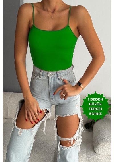 Balenbi Kadın Basic Ip Askılı Uzun Penye Body 1067 Benetton
