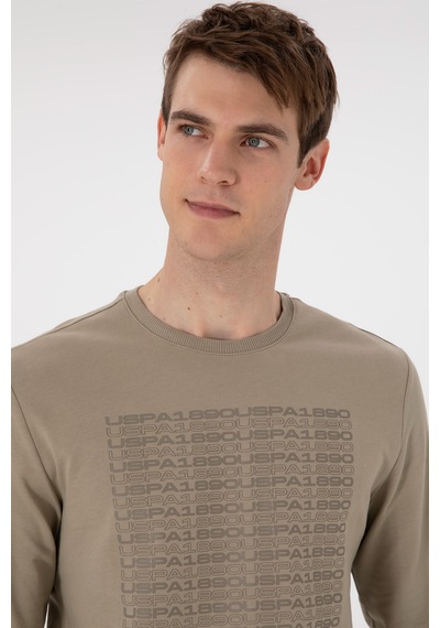 U.S. Polo Assn. Erkek Regular Fit Bisiklet Yaka Açık Haki Sweatshirt 50293461-VR183