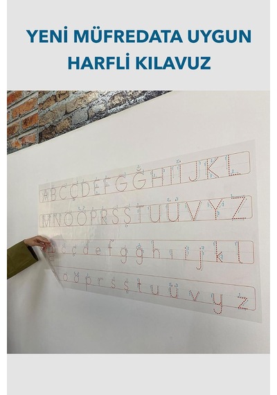 Harfli Kılavuz Akıllı Kağıt Tahta Yazı Tahtası 120x55 Cm Şeffaf