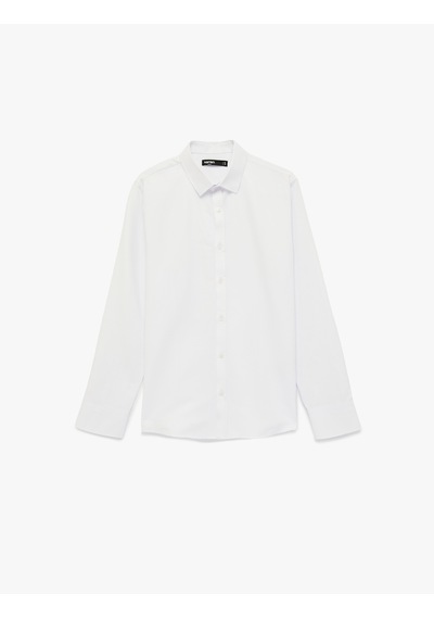 Koton Uzun Kollu Yarım İtalyan Yaka Slim Fit Klasik Gömlek Beyaz 6sam60103hw Beyaz