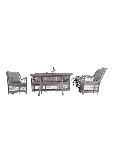 Lavida Bahçe Oturma Takımı Rattan Bahçe Balkon Takımı 3+1+1 Ve Sehpa