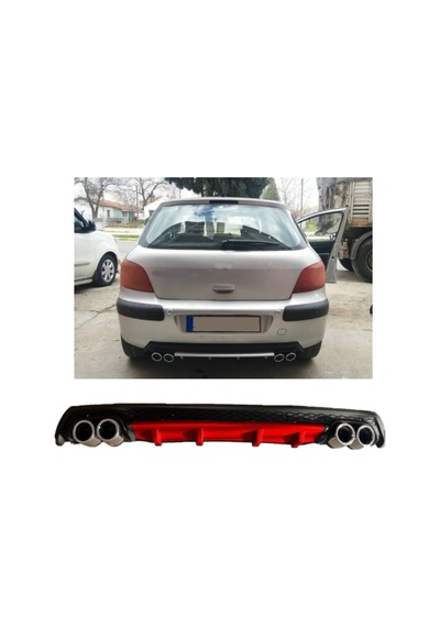 Peugeot 307 Uyumlu Body Kit Difüzör 4 Çıkış Yuvarlak Kırmızı