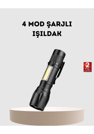 Profesyonel 4 Modlu Şarjlı El Feneri 1300 Mah Batarya Cree Led Teknolojisi Diğer