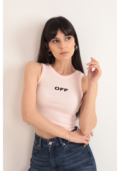 Duygudan Off Nakış Detaylı Fitilli Crop Bluz Pudra - Pembe Çok Renkli