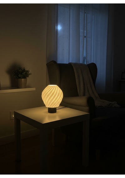 Lalezar Mermer Görünümlü Lamba - Modern Masa Ve Gece Lambası Ambiyans Lambası, Dekoratif Led Abajur Beyaz