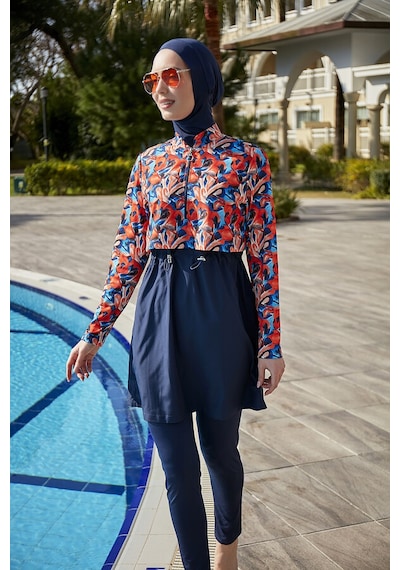 Remsa Mayo Remsa Tam Kapalı Tesettür Mayo R113 Batik Siyah
