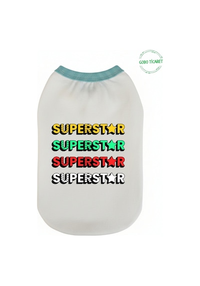 Beyaz Superstar Yazılı Kedi Ve Köpek Kıyafeti Tişörtü Elbisesi Large/l/beden 3
