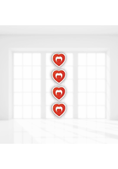 Kalp Sarkıt Strafor Süs, 17 Cm X 4 Adet - Kırmızı