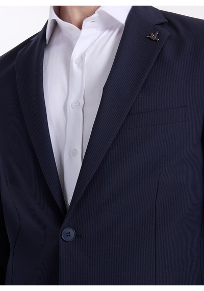 Fabrika Lacivert Erkek Slim Fit Çizgili Ceket Napoli- Ft- 2a