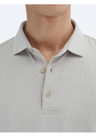 Kip Bej Jakarlı Polo Yaka T-shirt Bej