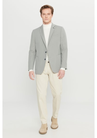 Erkek Grı Slim Fit Dar Kesim Mono Yaka Casual Ceket Grı