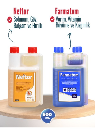 2li Set Kuşlar Için Farmatom Vitamin Neftor Hırıltı Seti 500 Ml